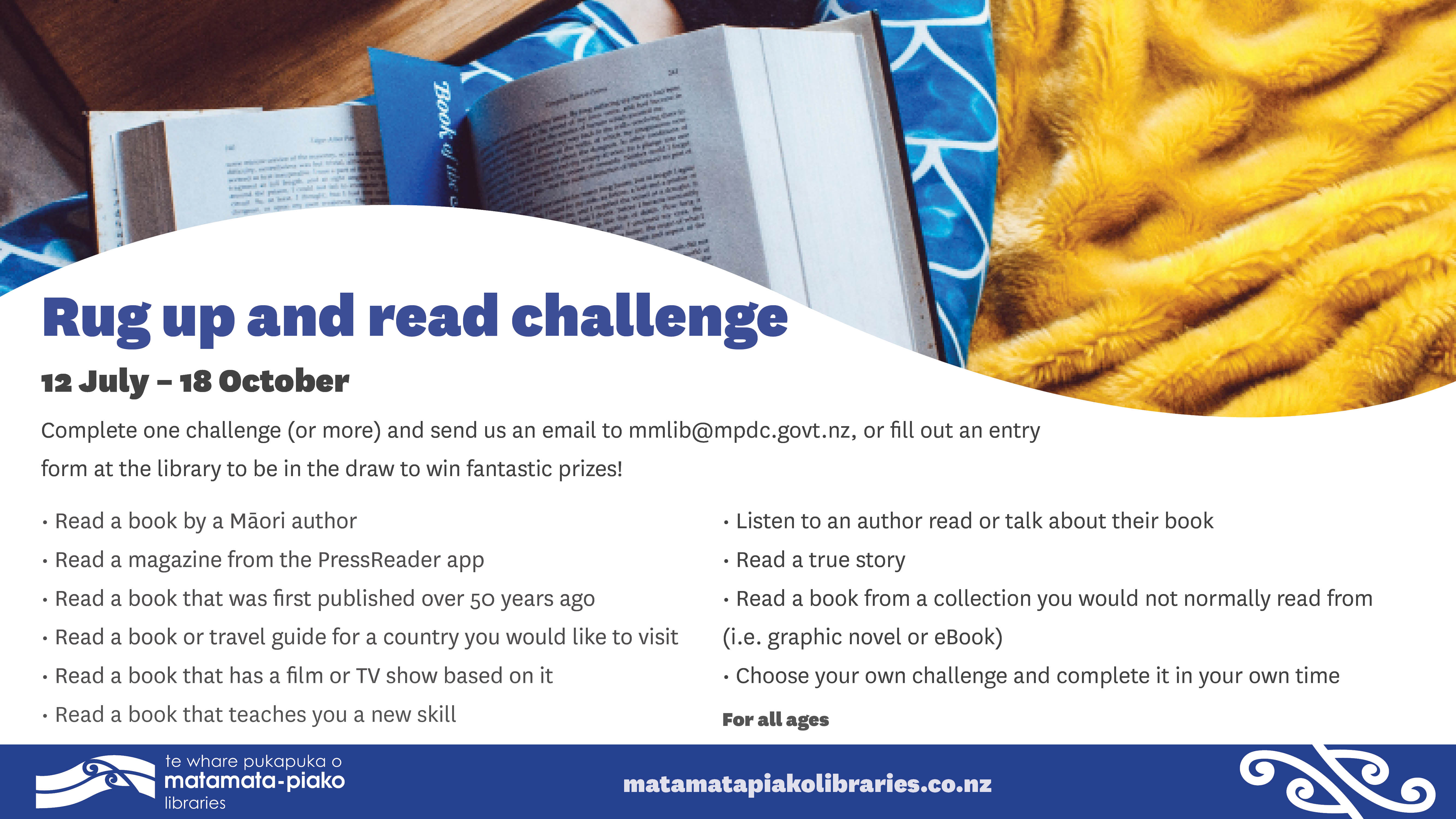 Rug up and read challenge - Read a book by a Māori author