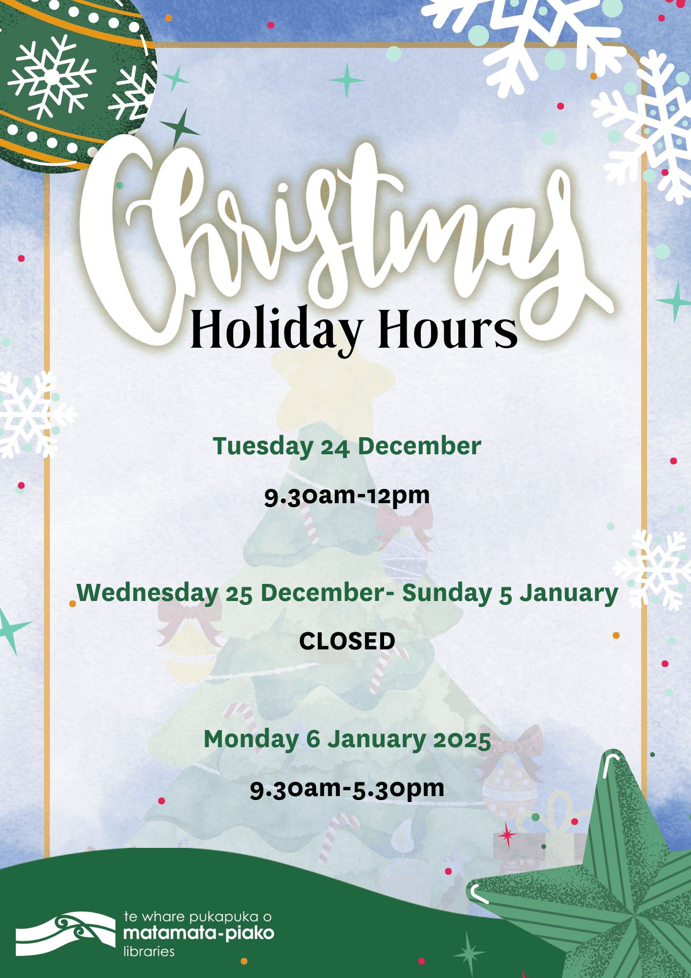 Christmas Opening Hours 